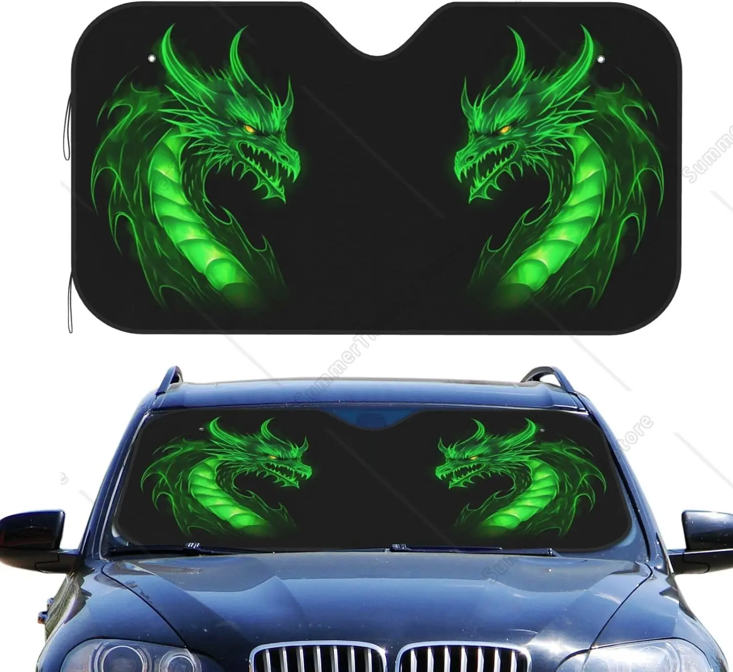 

Переднее окно автомобиля Sunsha, Dragon Green Fire, складное авто лобовое стекло, солнцезащитный козырек с УФ-излучением, солнцезащитный козырек