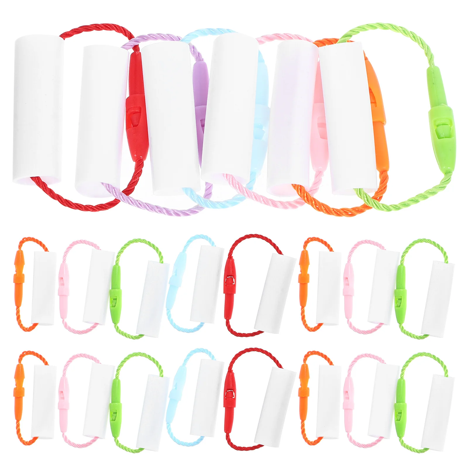 

30Pcs Writable Name Tags for Clothes Daycare Labels Reusable Clothing Bands Water Bottles Hanging Rings Variety Colors
