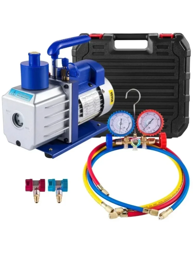 SIHAO Vakuumpumpe 220V / 50Hz mit Doppelmanometern 1,8-4,8CFM Professionelles HVAC-Kältemittel-Rückgewinnungswerkzeug, Auto-Klimaanlagen-Entlüftung & Heim-Vakuumiergerät,
