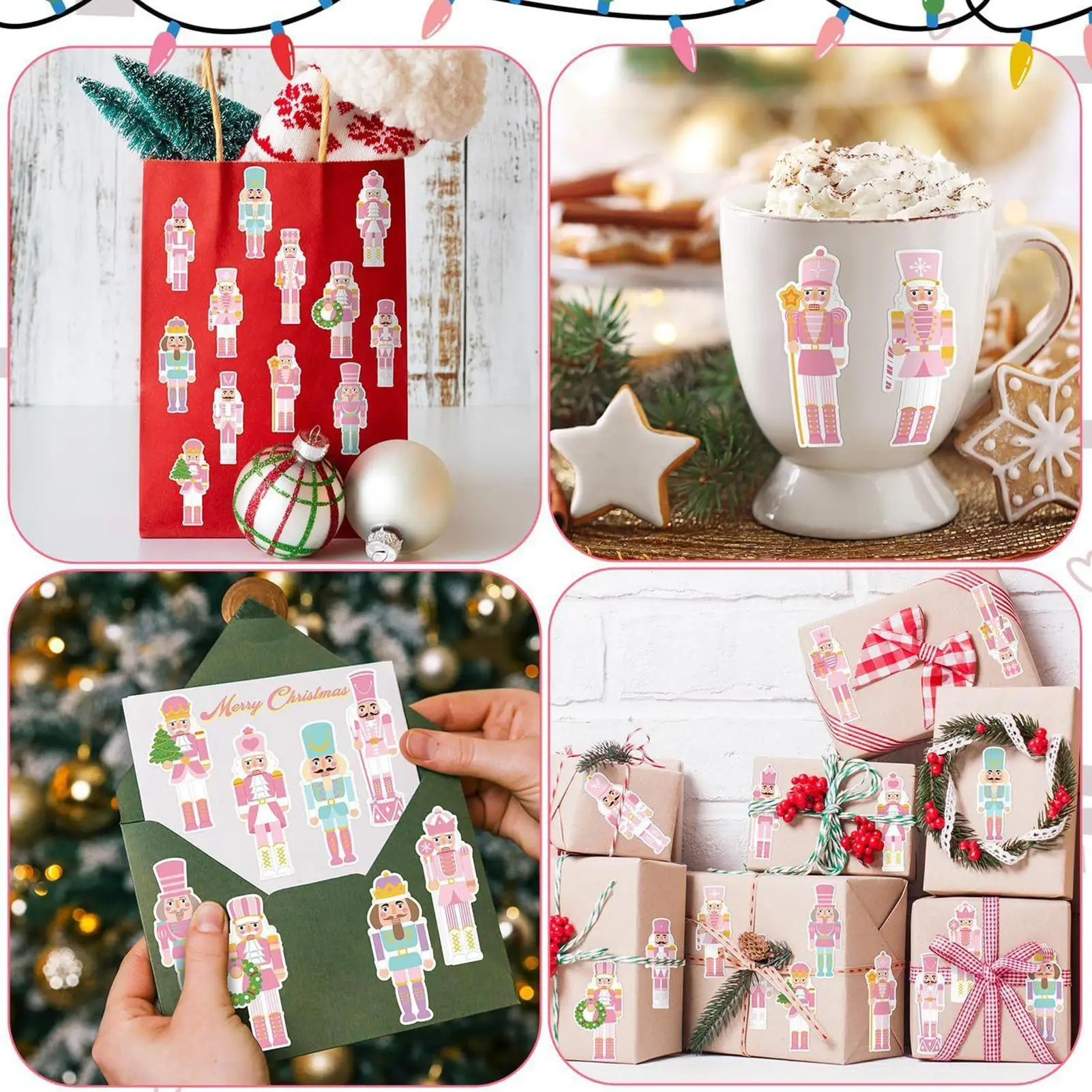 

Christmas Nutcracker Stickers Roll Self-Adhesive Water Bottle Decals Christmas Nutcracker Fun Sticker For Laptop Journal Guitar