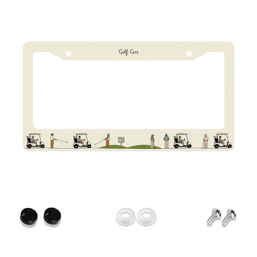 

1 шт. бежевого цвета с узором для гольф-кара, рама номерного знака с 2 отверстиями, алюминиевый материал, 6x12 дюймов, с винтом, подарок для украшения автомобиля