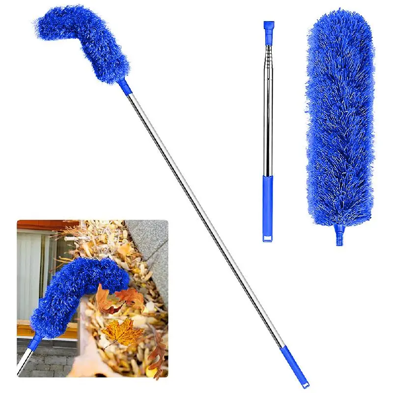 

1Pcs Gutter Cleaning Brush Roofing Tool with Telescopic Extendable Pole 8.2Ft Guard Cleaner Tool Easy Remove Leave Blue