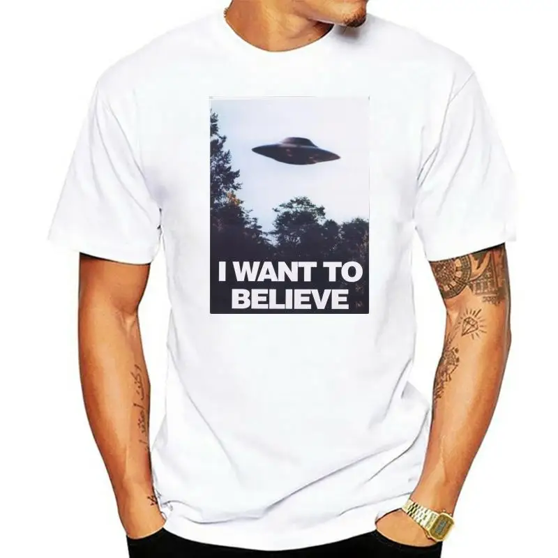 T Shirt Deals Broadcloth Men Comical Shirt Men X Files I Want To Believe Aliens Ufo T Shirt Exclusive Stickers