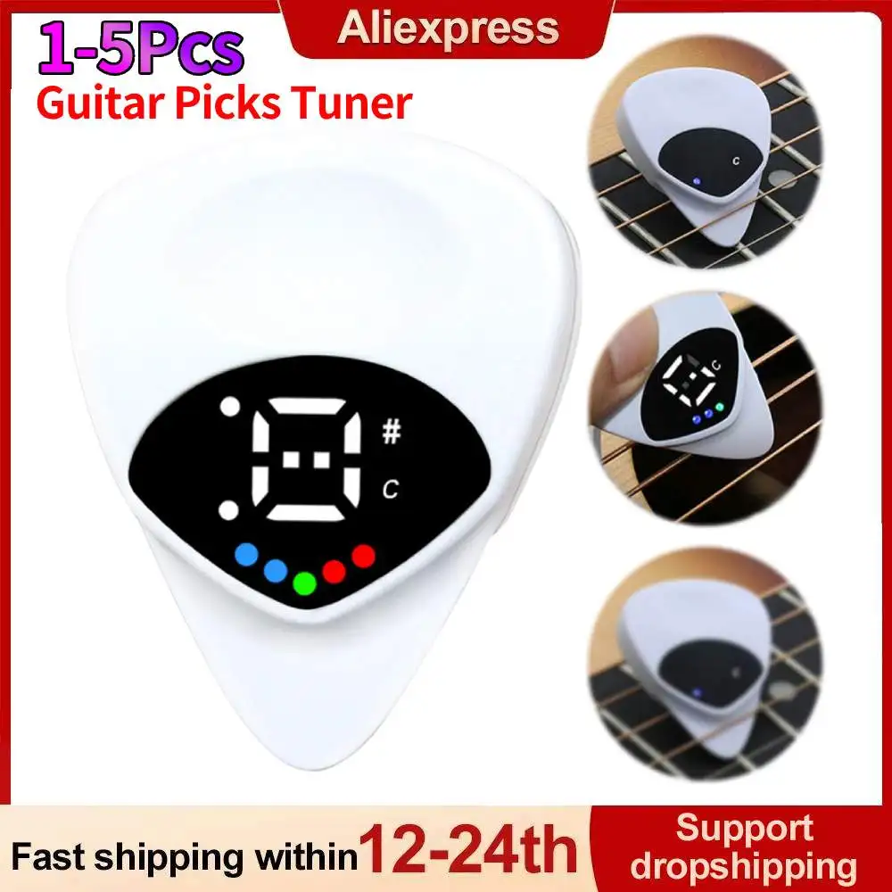 2 in 1 Guitar Picks Tuner Universal Ukulele Electric Guitar Bass Sound Calibrator 12-Tone Equal Temperament Pick Tuner Accessory