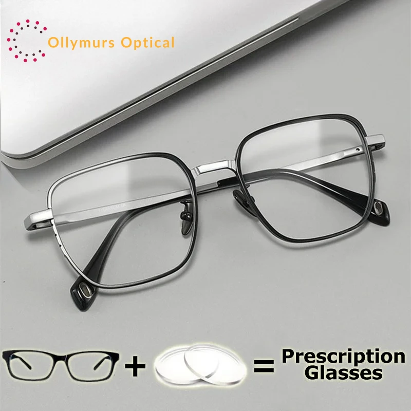 

OLLYMURS Оптические линзы с рецептами, очки с защитой от синего света, кварцевые высококачественные фотохромные линзы, мужские прогрессивные роскошные дизайнерские L