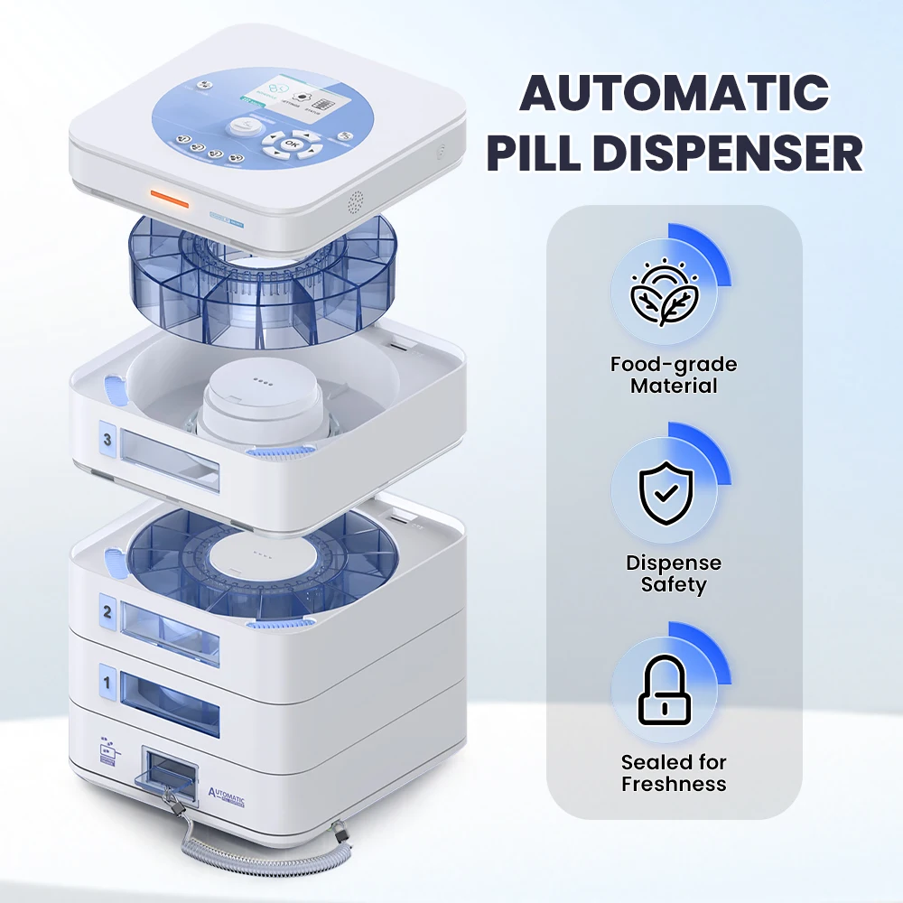 28-Day Automatic Pill Dispenser APP Remote Control Safe Medication Management for Seniors Real-time Voice Guidance