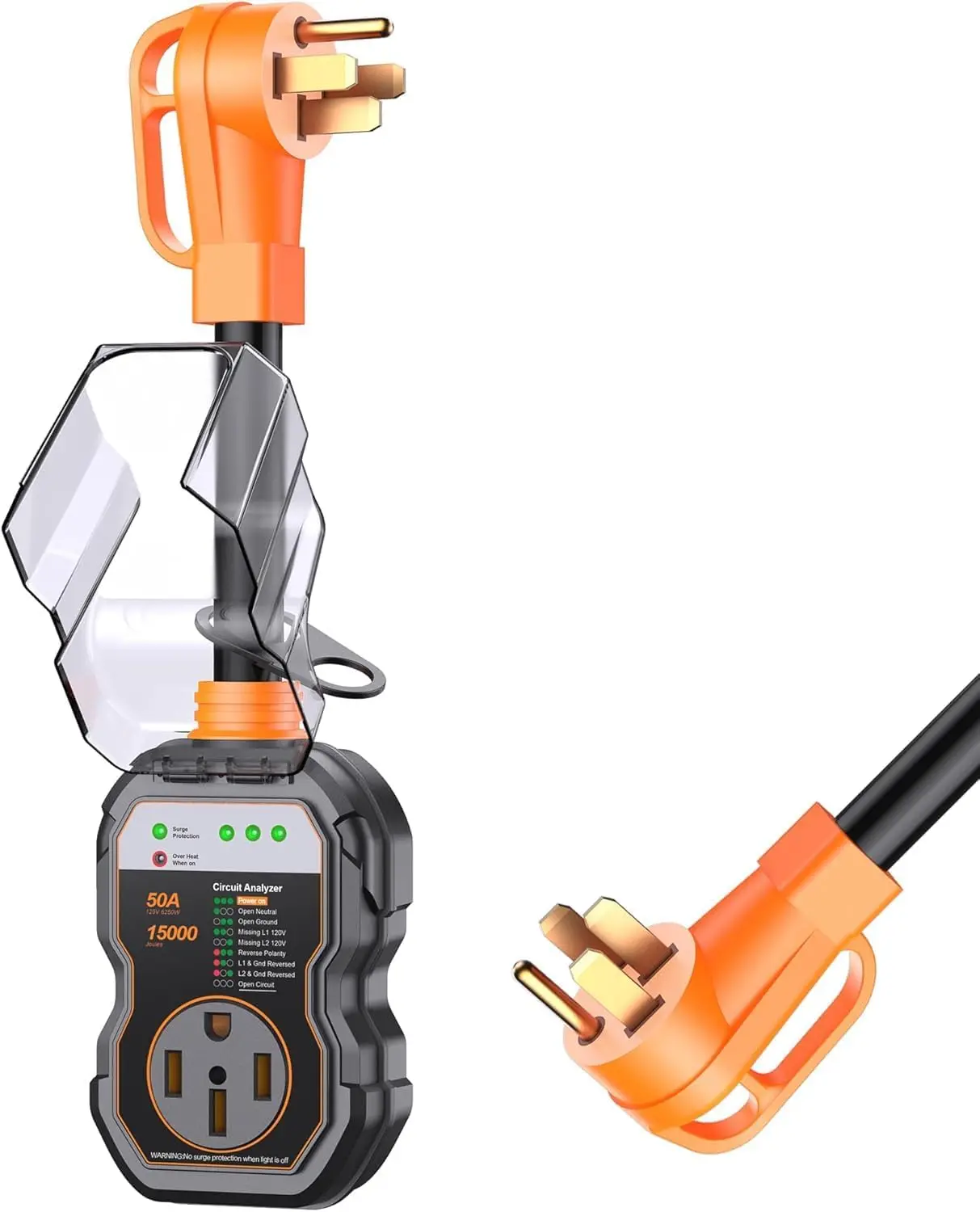 

RV Surge Protectors 50 Amp,15000 Joules RV Circuit Analyzer,IP68 Surge Voltage Protection, RV Adapter Plug for Camper