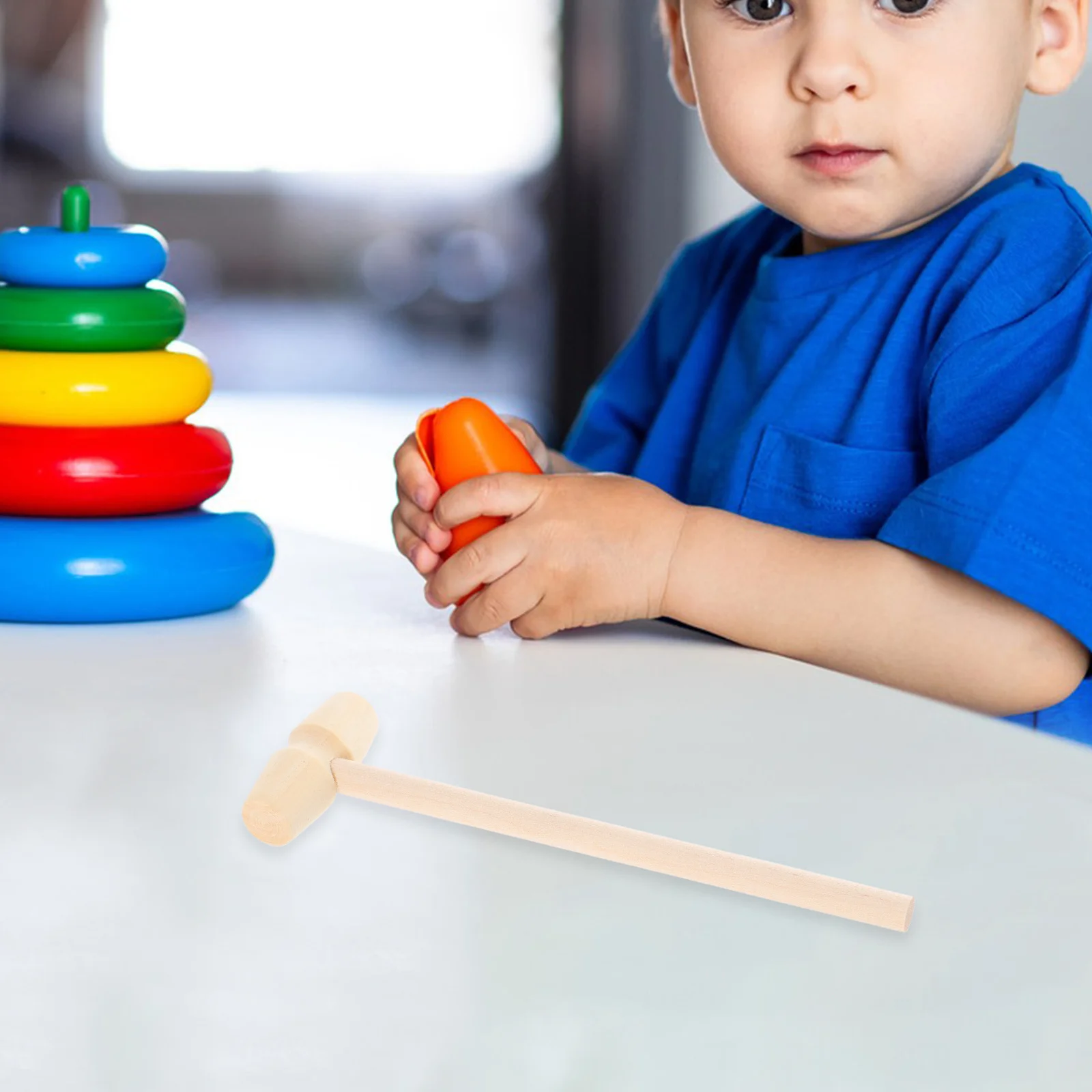 5 قطعة مطرقة مطرقة خشبية صغيرة قصف للطفل اليد التنسيق العين الرضع الخشب فاز المطرقة التعليمية للأطفال الصغار الأولاد #2