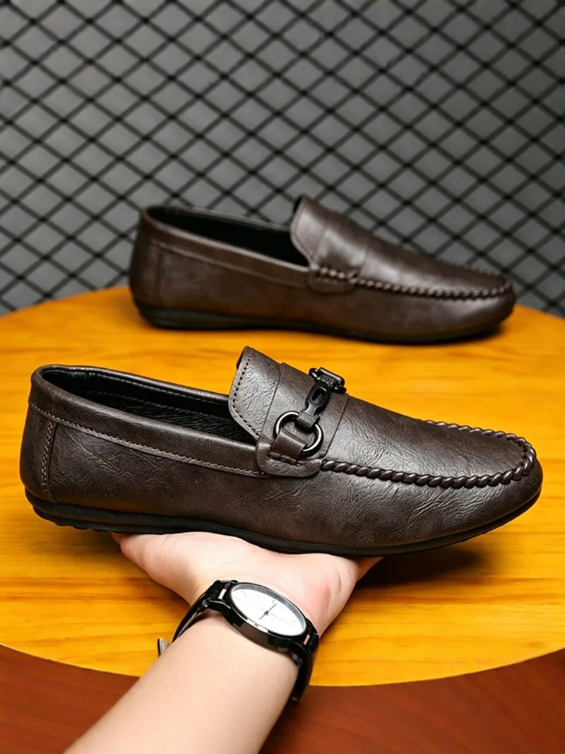 Men's Casual Sport Shoes 2026 New Autumn Business Leisure Driving Bean Loafers Low Help Fashionable Single Shoes PU Material