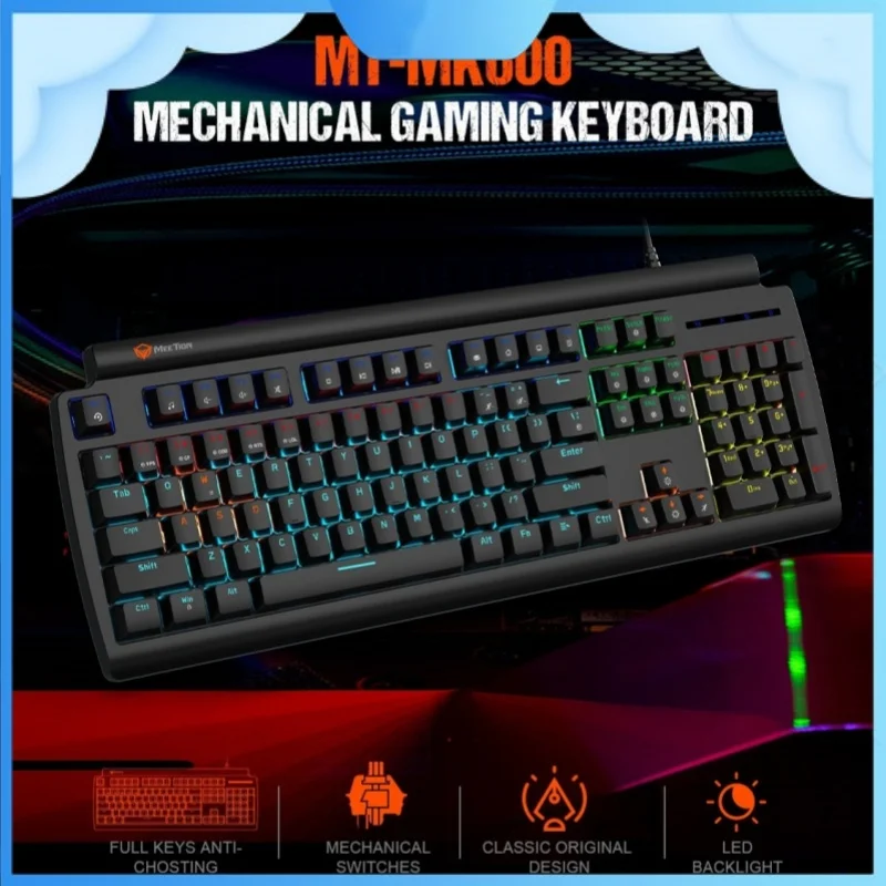 Mk600 Blue Axis Game Mechanical Keyboard Led Rainbow Backlight Double Injection Keycap Desktop Laptop Universal Accessories