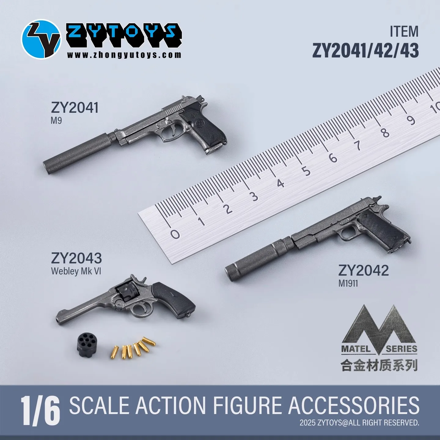 ZYTOYS ZY2041 ZY2042 ZY2043 1/6 soldado M9 M1911 Webley Mk modelo de pistola accesorios aptos para 12 ''figura de acción de juguete en Stock