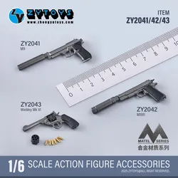 ZYTOYS ZY2041 ZY2042 ZY2043 1/6 Soldier M9 M1911 Webley Mk Pistol Model Props Fit 12'' Action Figure Toy In Stock