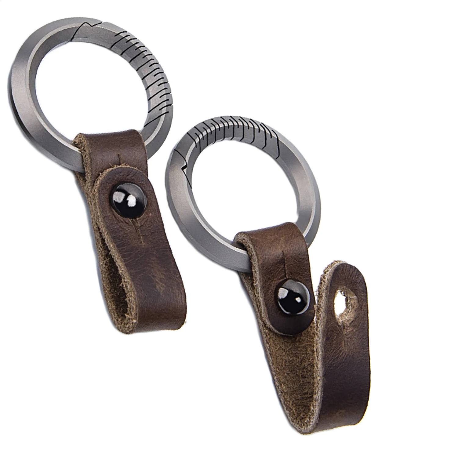 Super fine Simple leather Titanium TC4 Ti round  snap non spring Lock quick release Carabiner Key ring Hook EDC DIY Gift