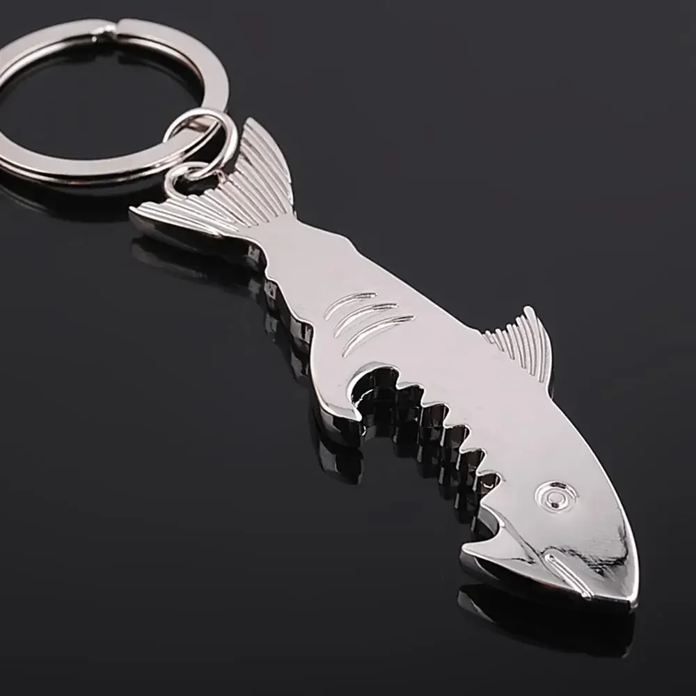 Shark Bottle Opener Keychain Zinc Alloy Multi-function Fsh Corkscrew Key Chains Souvenirs Gift Key Cover Promotion S013