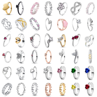 925 Silver Original For Women Shiny Zircon Pink Love Heart Rings golden Infinite Symbol Engagement Wedding Ring Luxury Jewelry