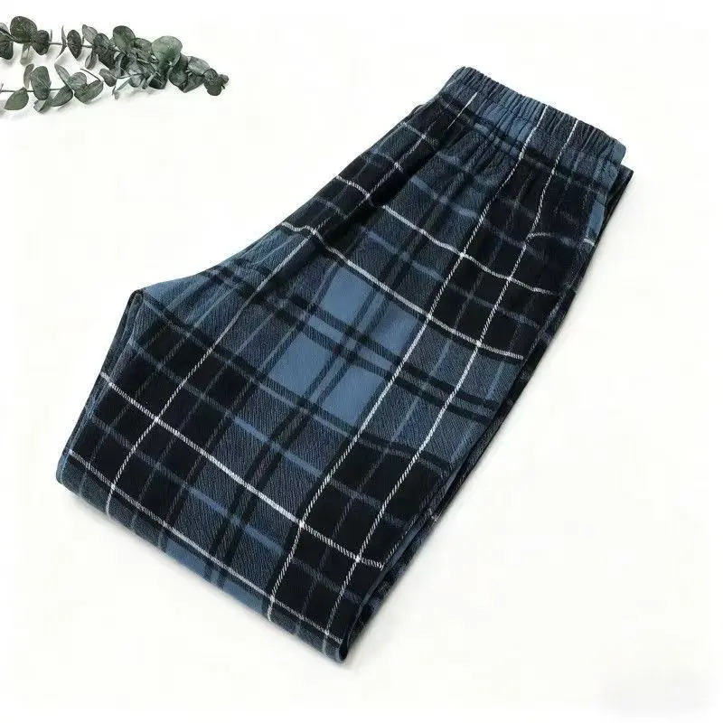 2025 nuevos pantalones de pijama suaves sueltos a cuadros informales de otoño e invierno pantalones casuales cómodos y agradables para la piel para el hogar para hombres