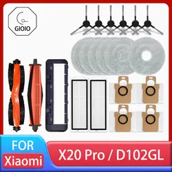 For Xiaomi Robot Vacuum X20 Pro / D102GL Parts Accessories Main Brush Side Brush Hepa Filter Mop Cloth Dust Bag Replacement