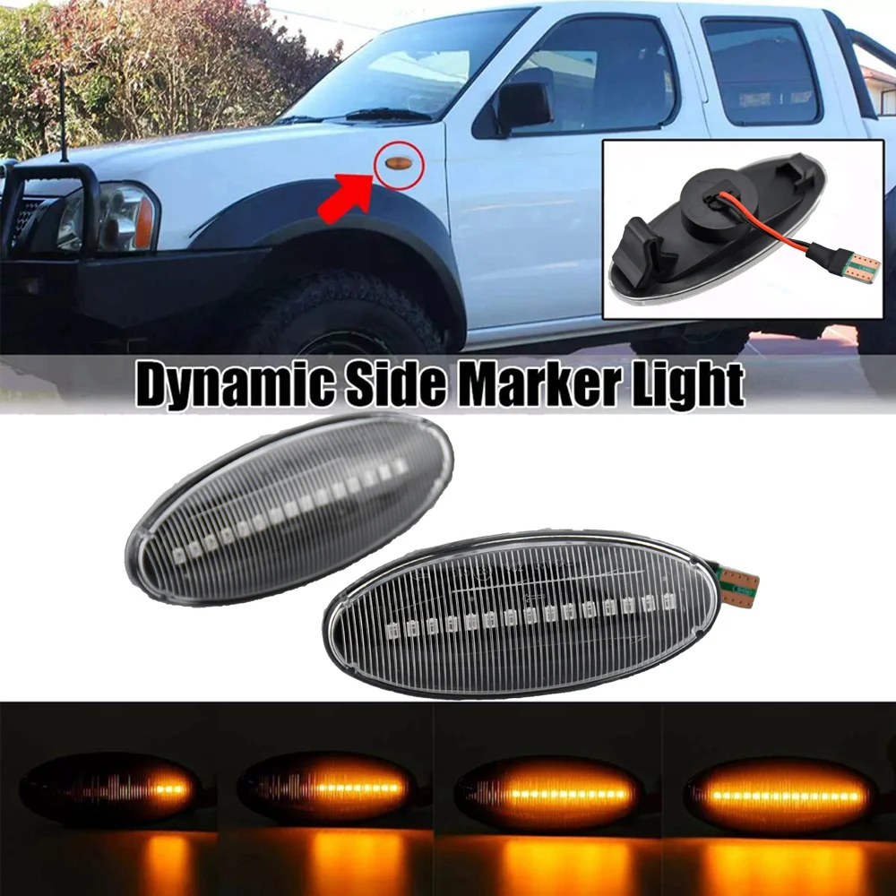 LED Dynamic Side Marker Turn Signal Light Lamp for Nissan Navara D22 NP300 1998-2005 Datsun Frontier Fiera Terrano car-styling