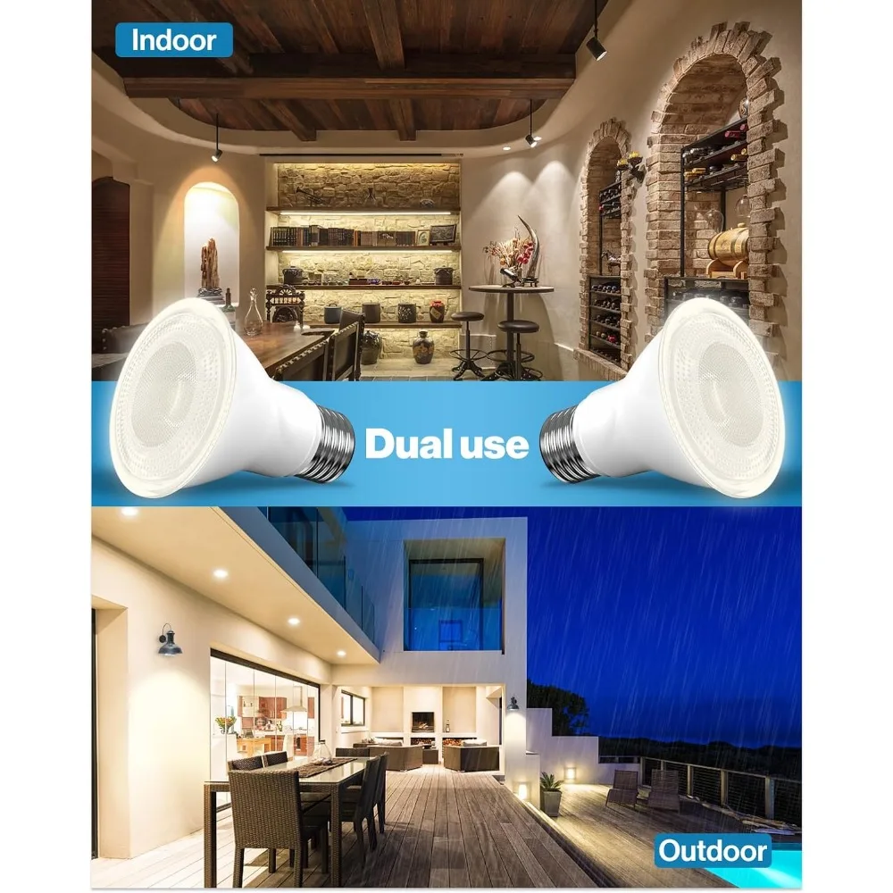 Bombillas LED de inundación, paquete 30, 500 lúmenes, 7W, 4000K blanco frío, regulable, base mediana E26, adecuada para exteriores