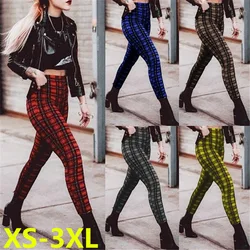 Lugentolo Women Plaid Pants Elasticity Fashion Leggings High-waist Casual Trousers Thin Summer Spring Street Long Pencil Cloth