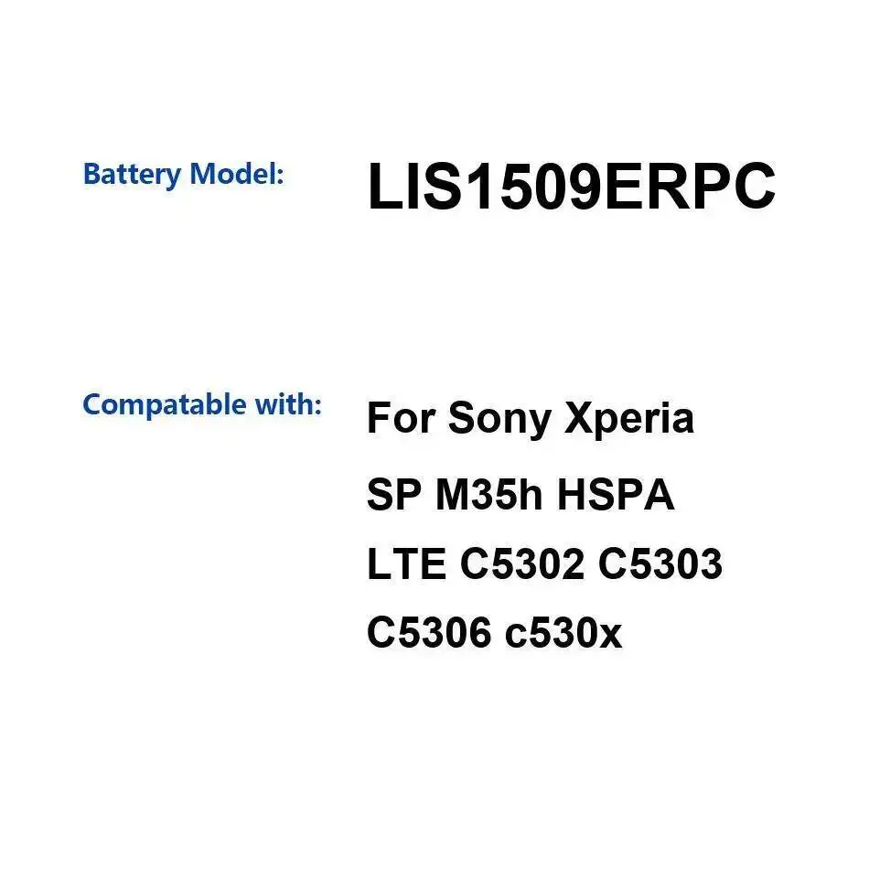 

LIS1509ERPC надежный аккумулятор для мобильного телефона Sony Xperia SP M35h Hspa Lte C5302 C5303 C5306 C530x 2300 мАч