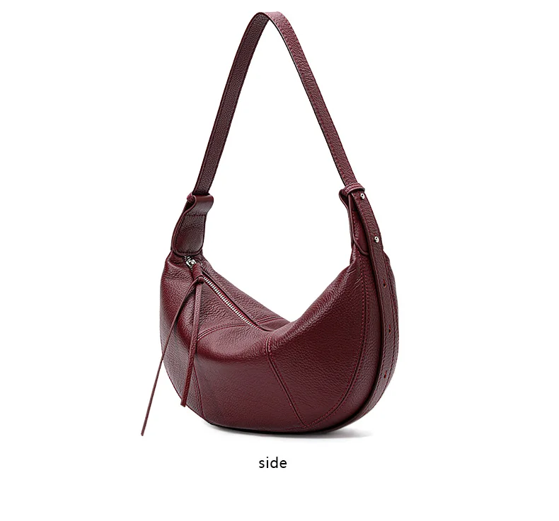 Modische Damenhandtasche aus hochwertigem Rindsleder, große Kapazität, neuer Stil, Horn-Tasche, Schulter-, Unterarm- und Crossbody-Dumpling-Tasche – Detail 9