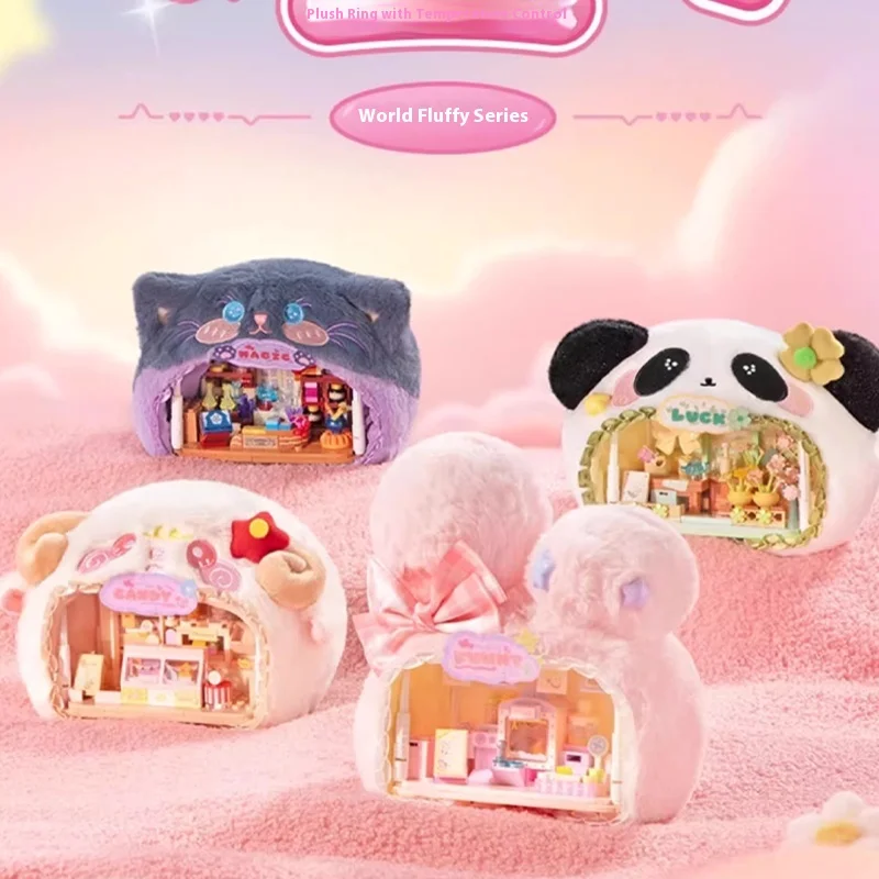 

Магазин милых животных, плюшевая глухая коробка, миниатюрные строительные блоки, уличная сцена, небольшой магазин, сборная игрушка, дисплей, подарок на день рождения для девочек