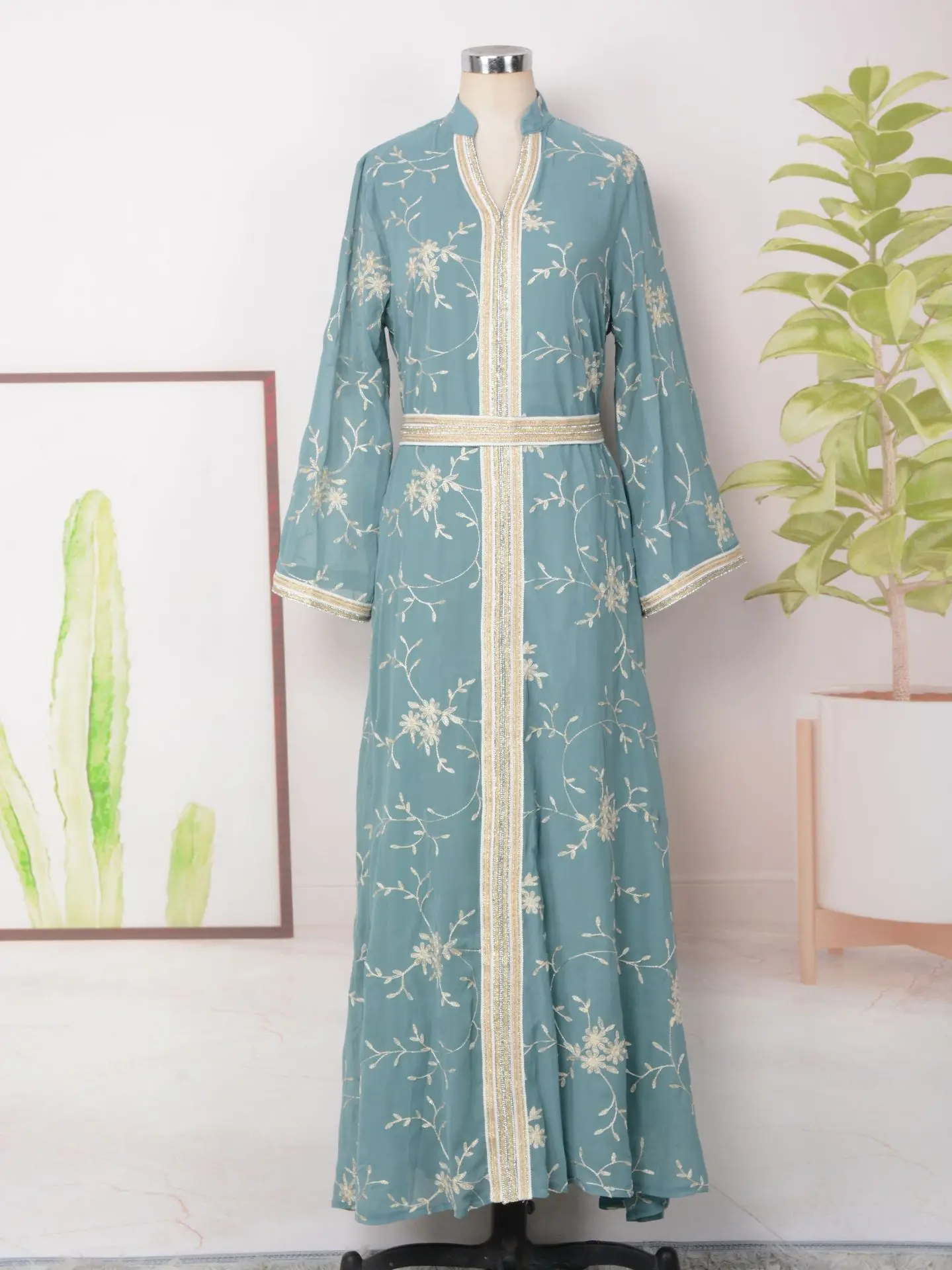 

Рамадан Абая для женщин Вышивка Ислам Джалабия Дубай Абая Турция Кафтан Ид Джеллаба Кафтан Марокканский женский халат Vestidos