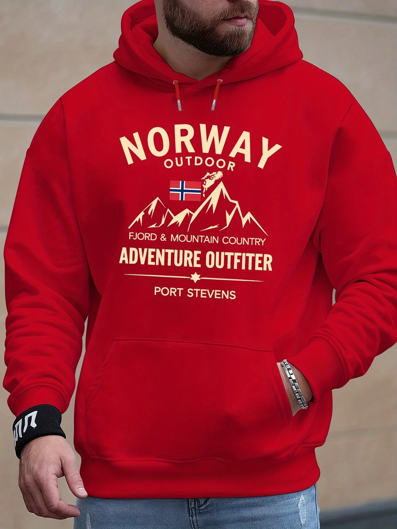 Street Hip Hop Fashion Trend Print Men Hooded Sweatshirt Autumn Winter Daily Outdoor Sports Loose All Build Fitness Leisure Warm