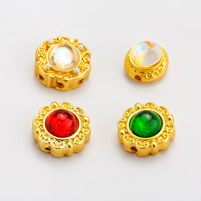 Handmade diy matte gold bead openwork bracelet necklace accessory, ancient gold inlaid with loose beads and spacers