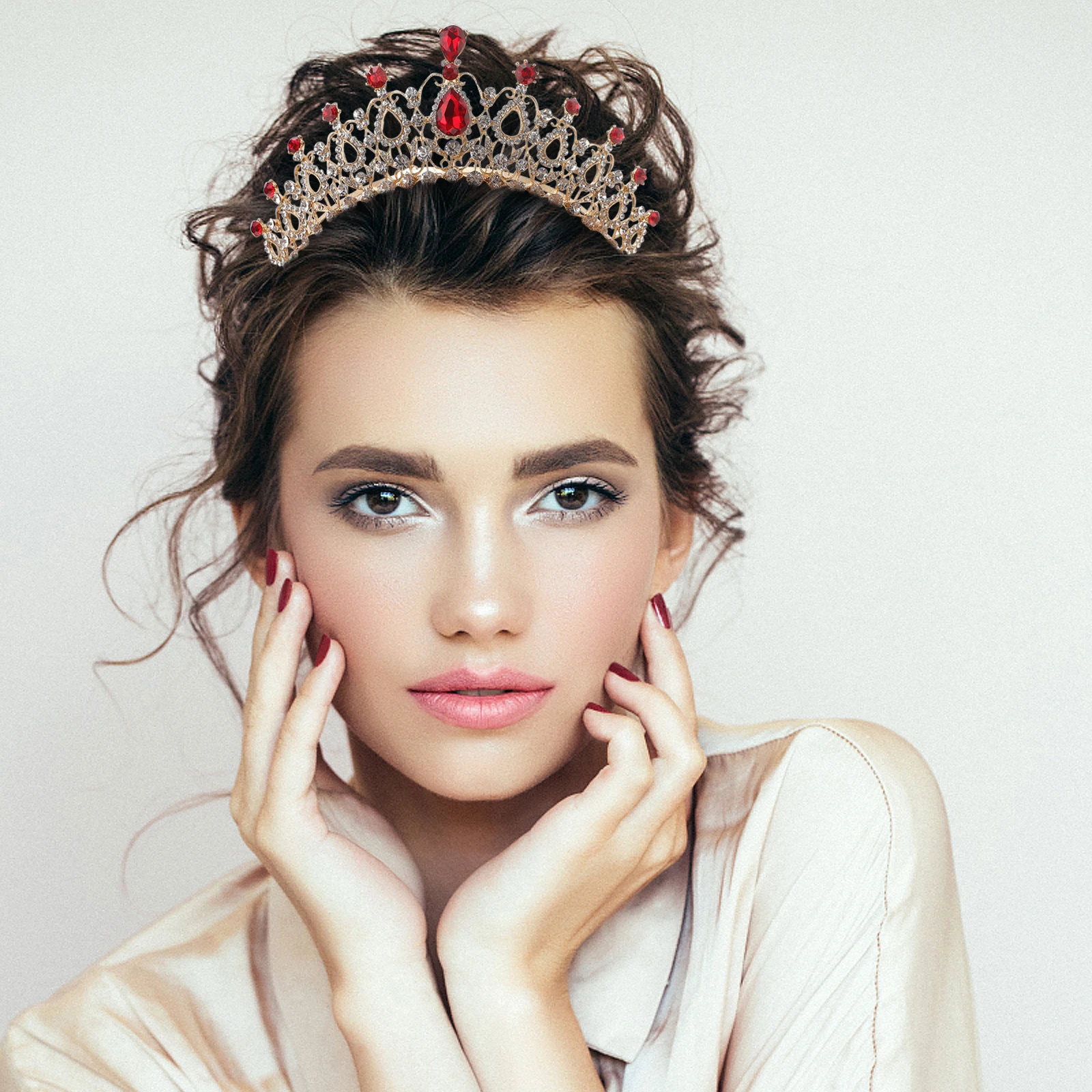 

Crown Earrings Hair Accessories Rhinestone Clip Bridal Wedding Hairpiece Tiaras Elegant Set Alloy Durable Lightweight