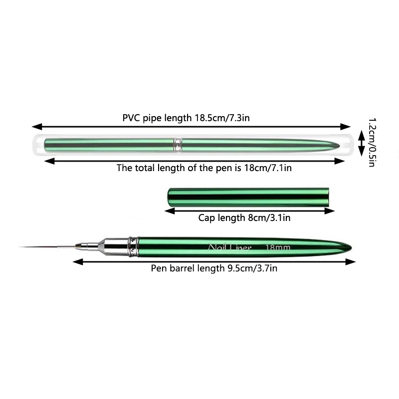 Nail Needle Tube Pulling Pen Green Metal Pole Pull Special Pen Colorful Painting Pen Nail Hook Pen Nail Art Liner Brushes