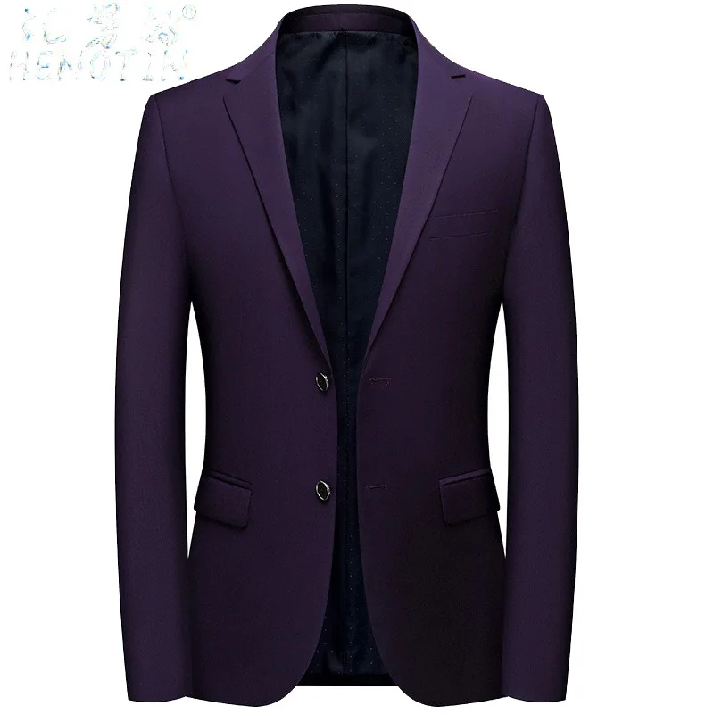 (120) Suit slim wedding dress solid color business casual formal wedding small suit jacket men