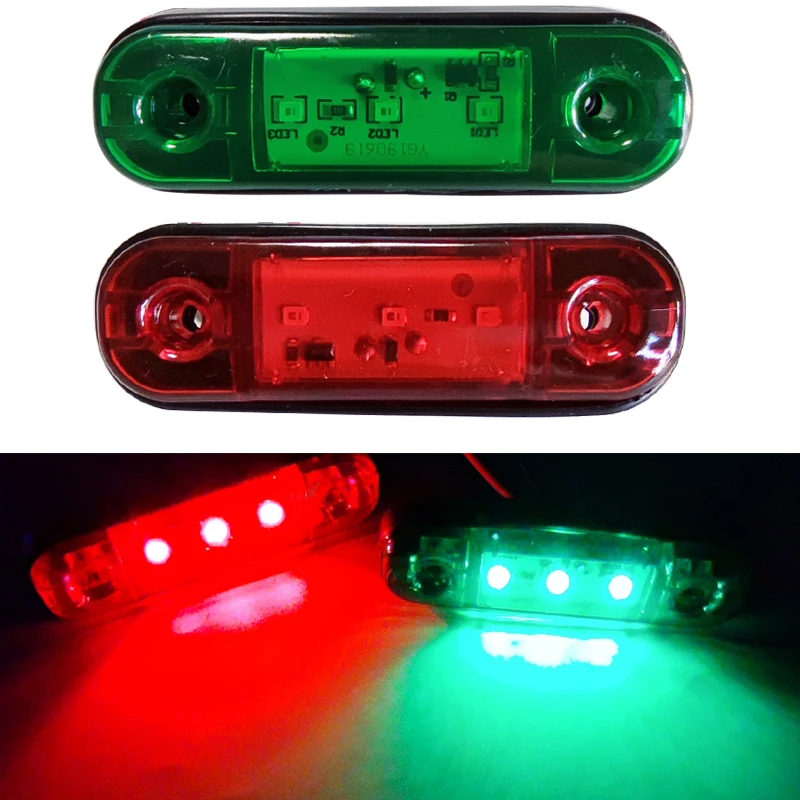 2PCS Red Green Boat Navigation LED Lights Side Marker Signal Lamp For Marine Boat Yacht Motorboat Night