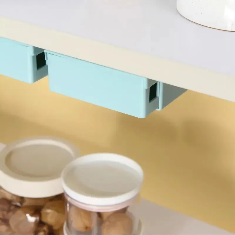 Office Desk Storage Drawer Self-Adhesive Pencil Drawer Blue Storage Box Drawer Box Glove Box Office Accessories