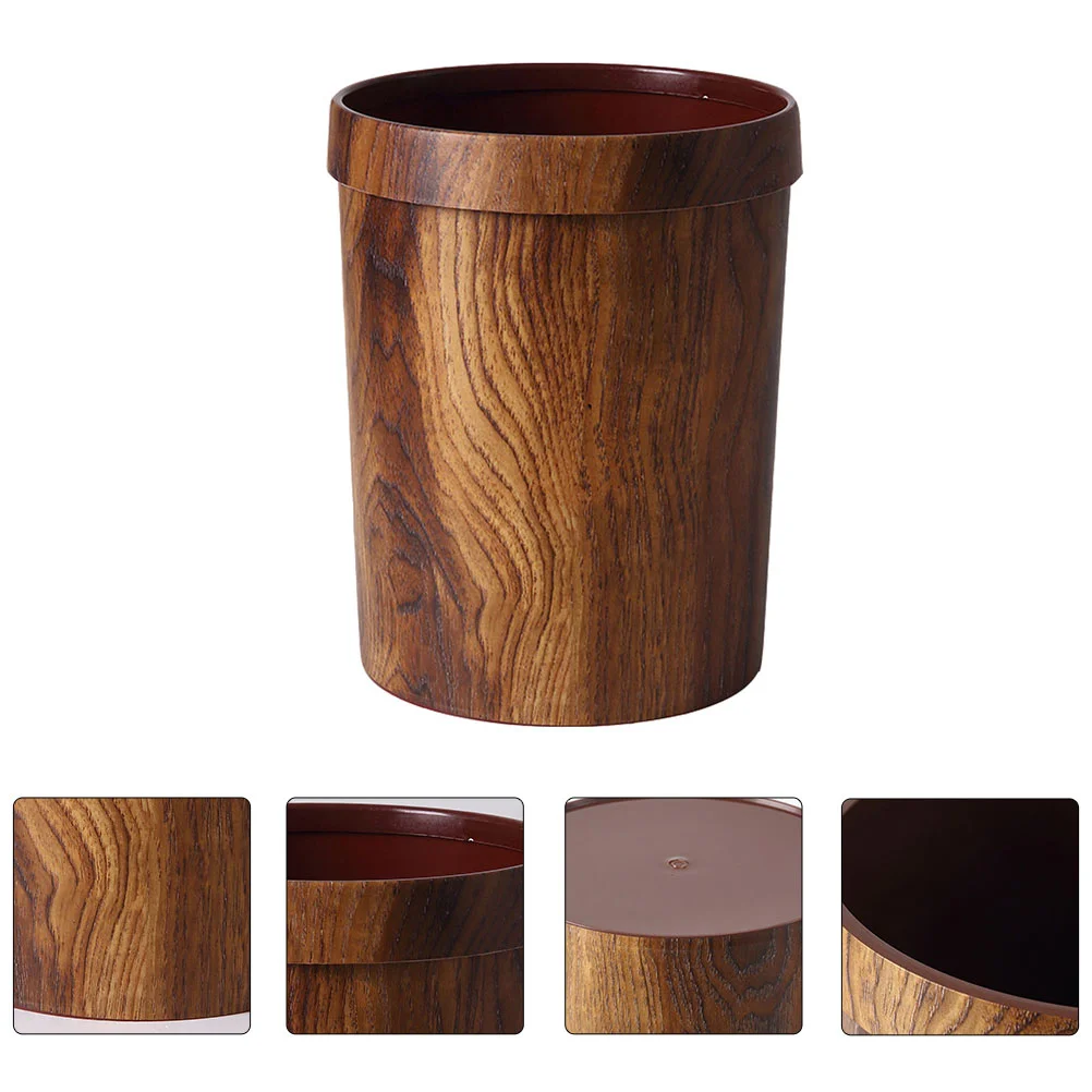 Retro Trash Can Bedroom Garbage Elegant Wastebasket Imitated Solid Wood Bin Cars Light Brown Outdoor Woodgraining Container