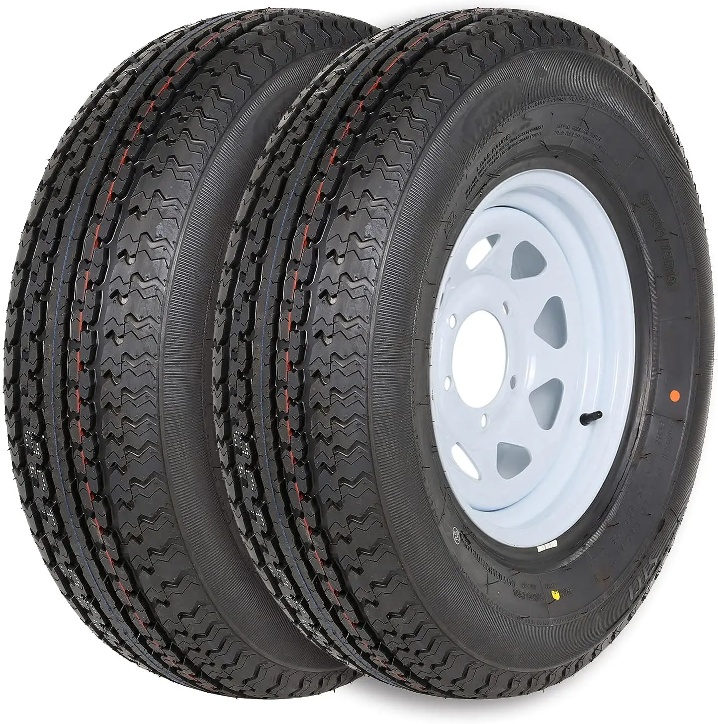 ST205/75R15 205 75R15 Radial Trailer Tire with Rim, 8-Ply Load Range D，2 Pack