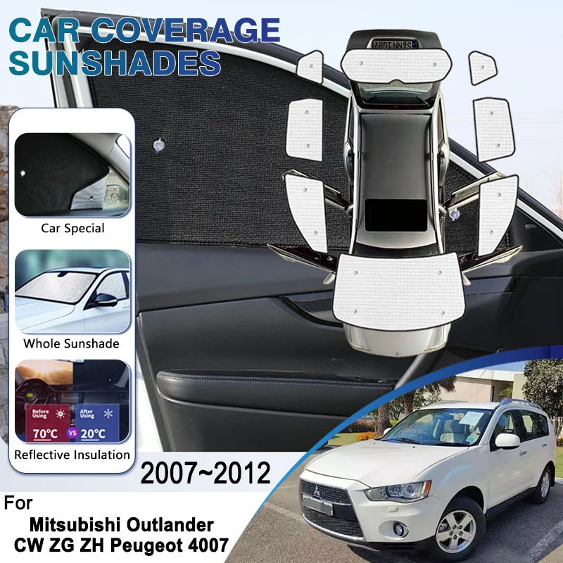 

Anti-UV Car Window Shading For Mitsubishi Outlander CW ZG ZH Peugeot 4007 2007~2012 Protection Windshield Side Sun Window Visors