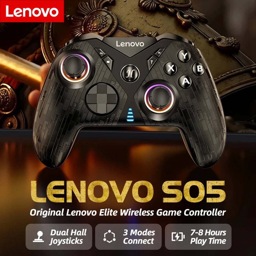 

Lenovo S05 Dual Hall Effect Wireless Gamepad Tri-Mode Connectivity Game Controller for Switch Series iPhone Android Phones PC