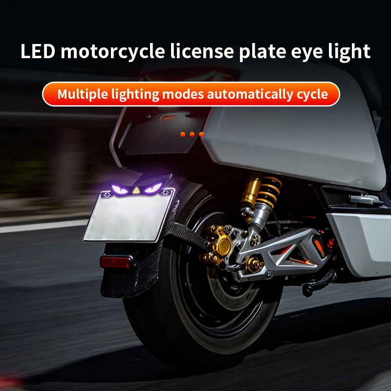 BLALION Universal Motorcycle License Plate Tail Light Waterproof LED Devil's Eye Strobe Light for Motorcycle Modified Decoration