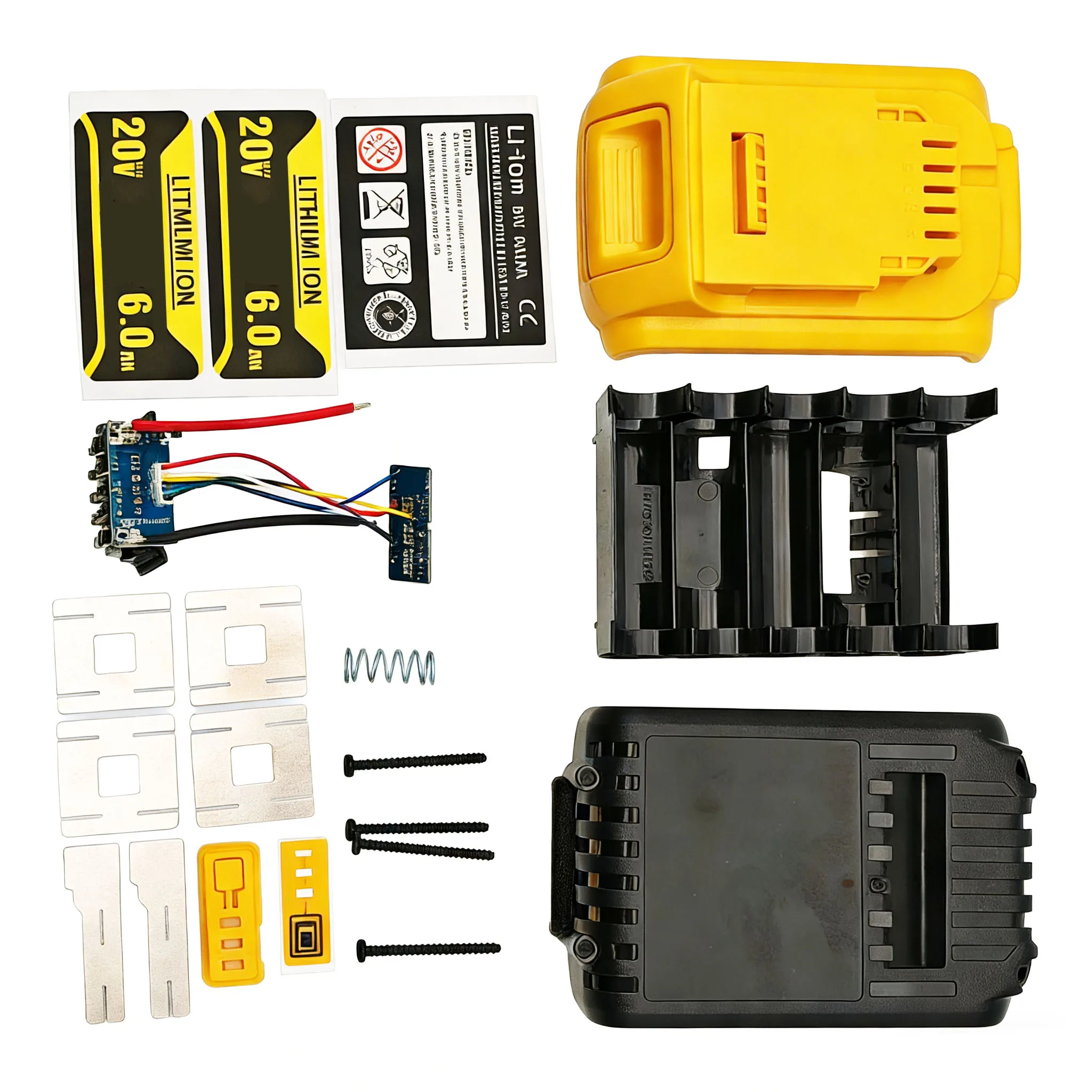 Caja de batería de iones de litio 10X18650, carcasa de placa de circuito de protección de carga PCB para Dewalt 18V DCB183, carcasas de etiquetas 20V DCB206