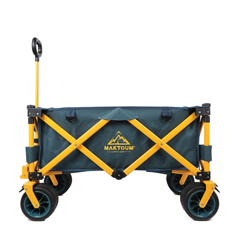 DELANHUWI Folding Wagon Cart 600d Oxford Cloth Coarse Steel Tube Off-Road Wheel Adaptable To Mountain/Sand/Grass/Gobi