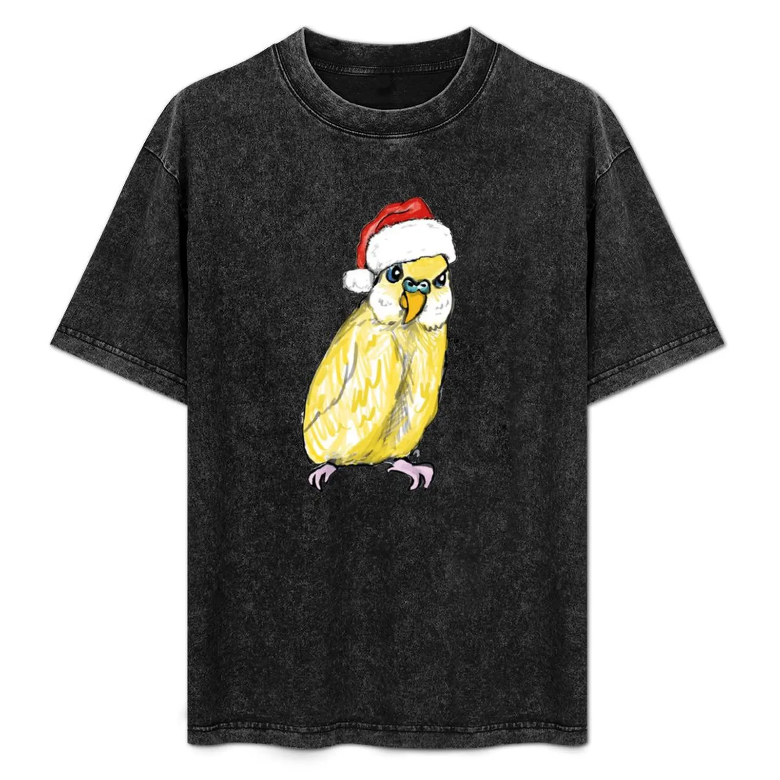 Christmas yellow budgie T-Shirt vintage anime shirt anime clothes funny t shirts for men