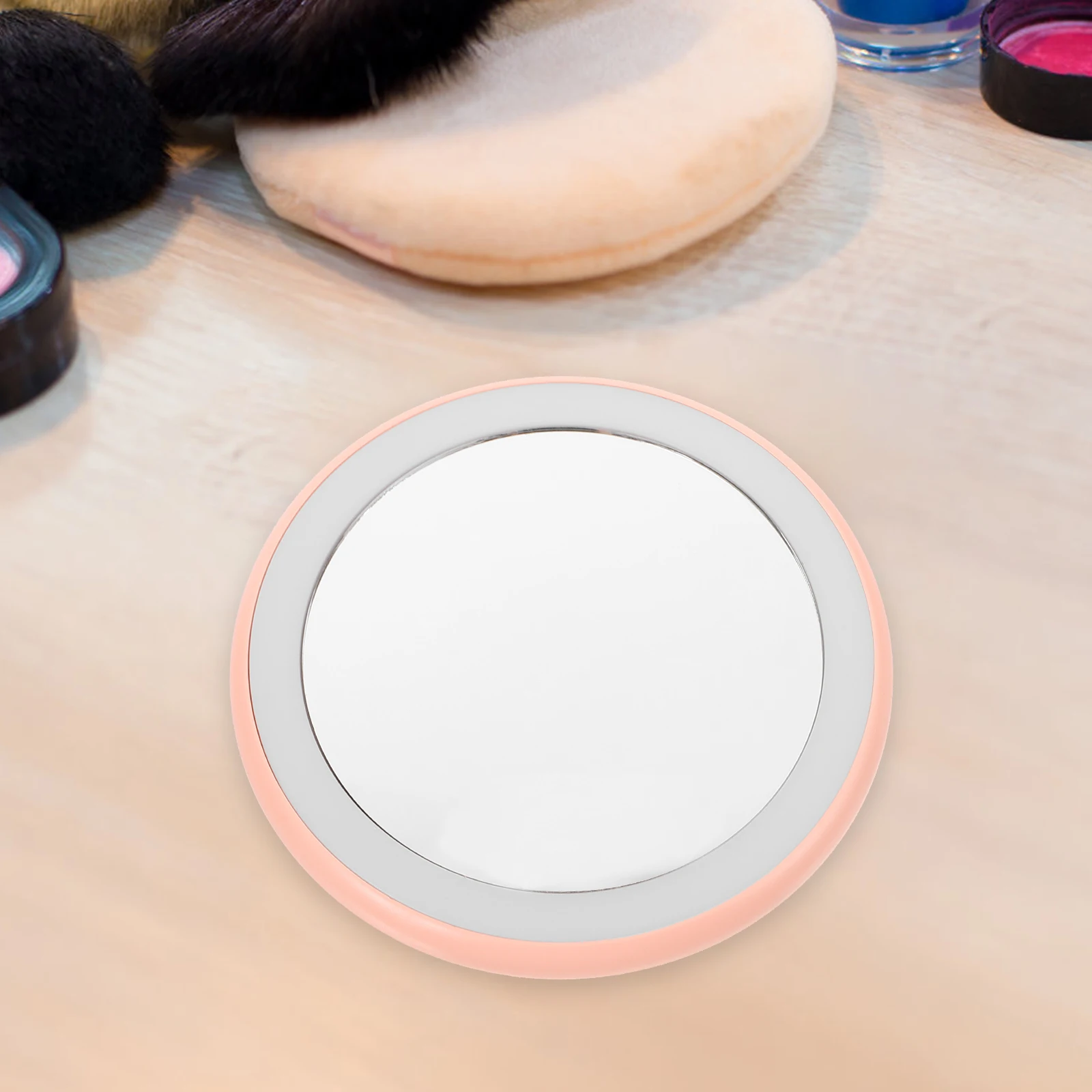 

LED Vanity Mirror Pink Compact Light for Purse Hand Travel Portable Pocket Mirrors Small Cute Lightweight Women Makeup Cosmetics