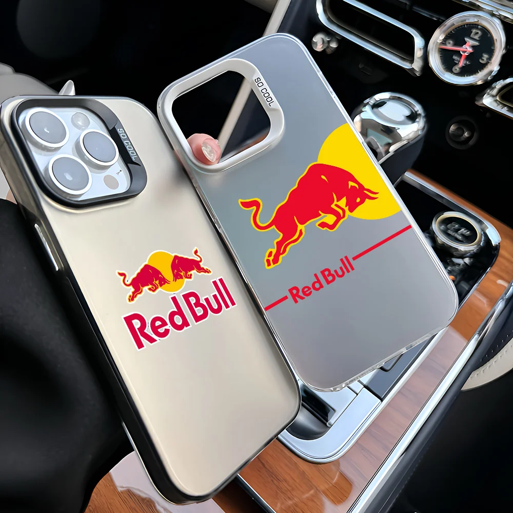 1pc Fashion Red B-BullS Logo Phone Case IMD Color Silver Shell For IPhone 16 15 14 13 12 11 Pro Max Plus