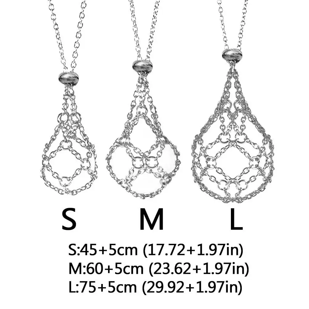 Steel Crystal Net Metal Necklace For Women Men Stone Collecting Holder Interchangeable Crystal Holder Cage Necklace