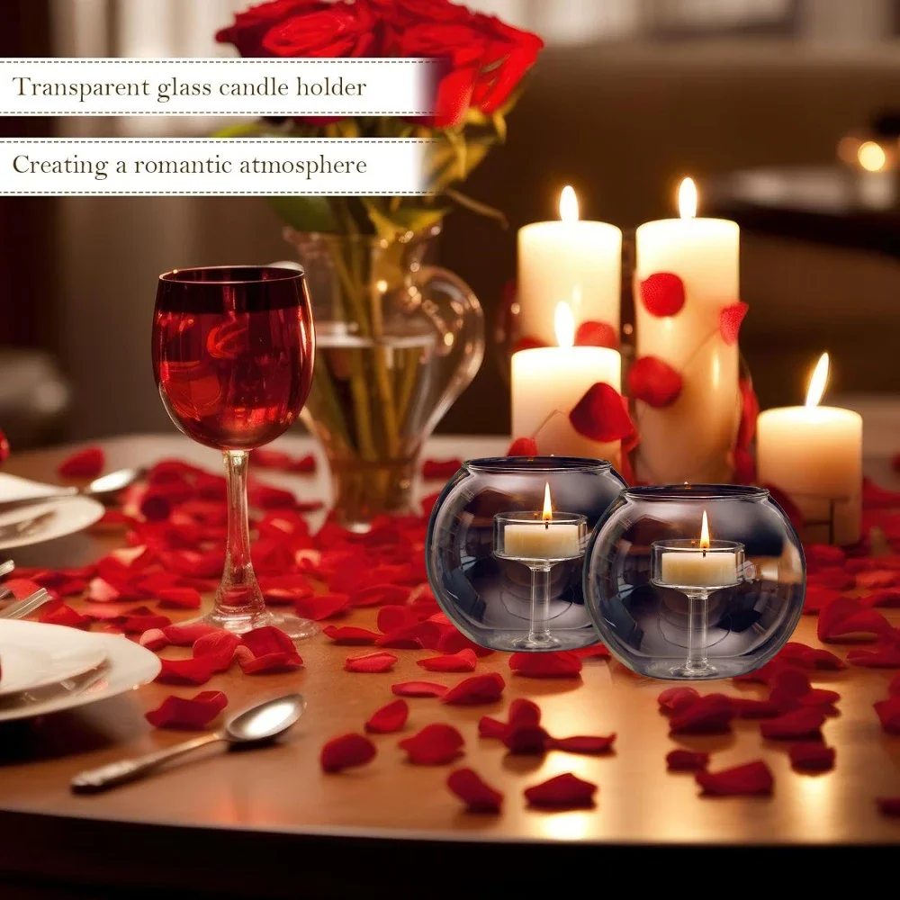 9cm Clear Round Glass Tealight Candle Holder Glass Votive Candle Holders for Wedding Party Centerpieces Decorations
