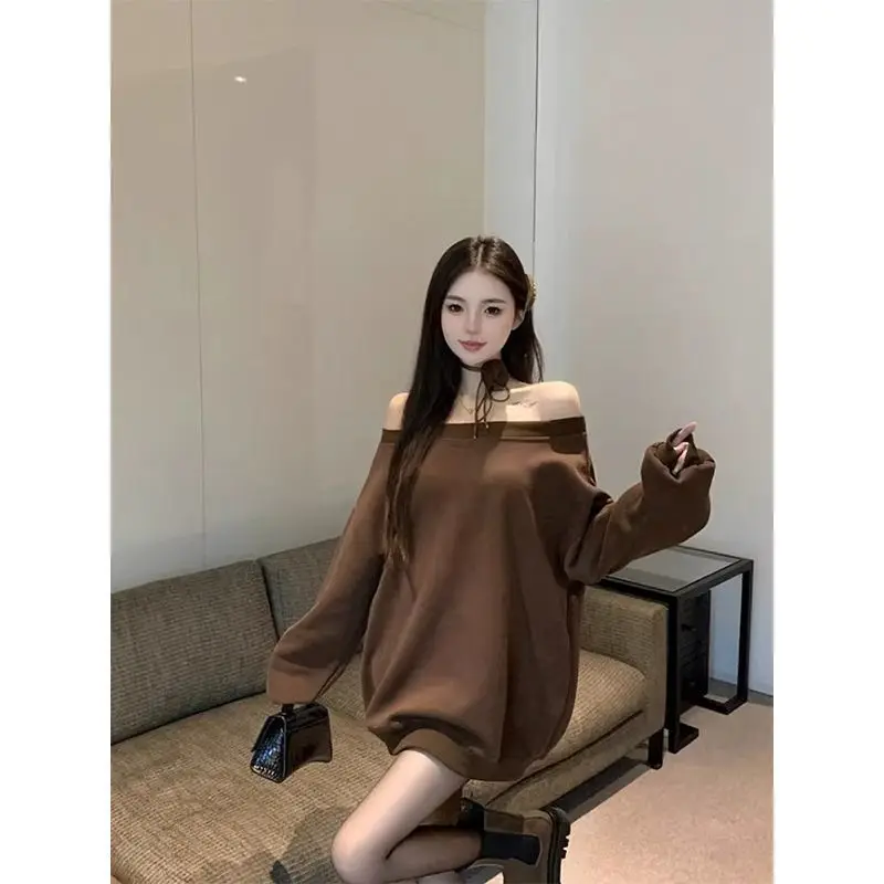 

Толстовки с открытыми плечами, женские лоскутные топы с большими карманами, высококачественный хлопок, забавные осенние мягкие плюшевые винтажные винтажи