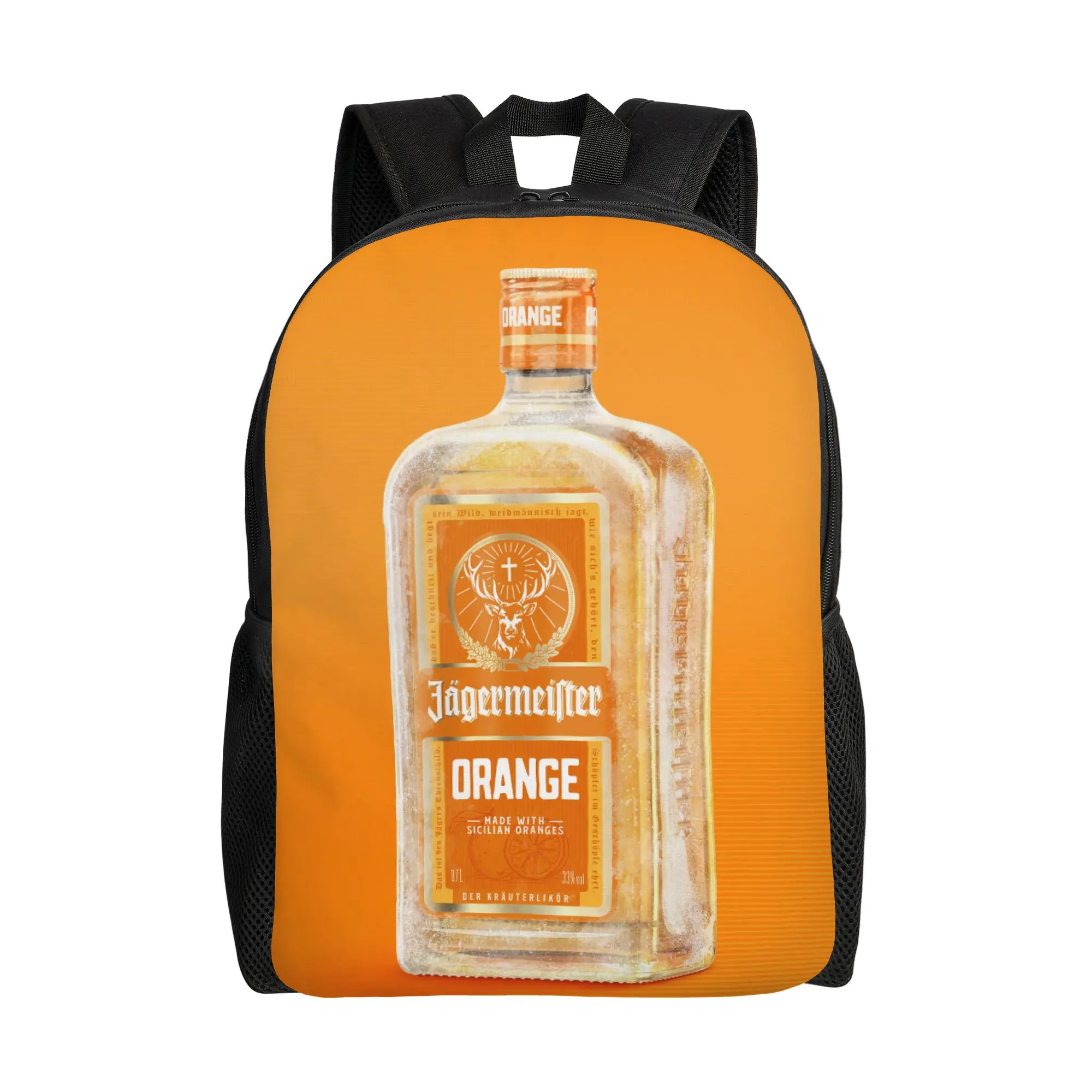 

jJägermeister Orange Frosted Bottle Jägermeister Backpack Ladies Daily Large Capacity Laptop Bag Back To School Season