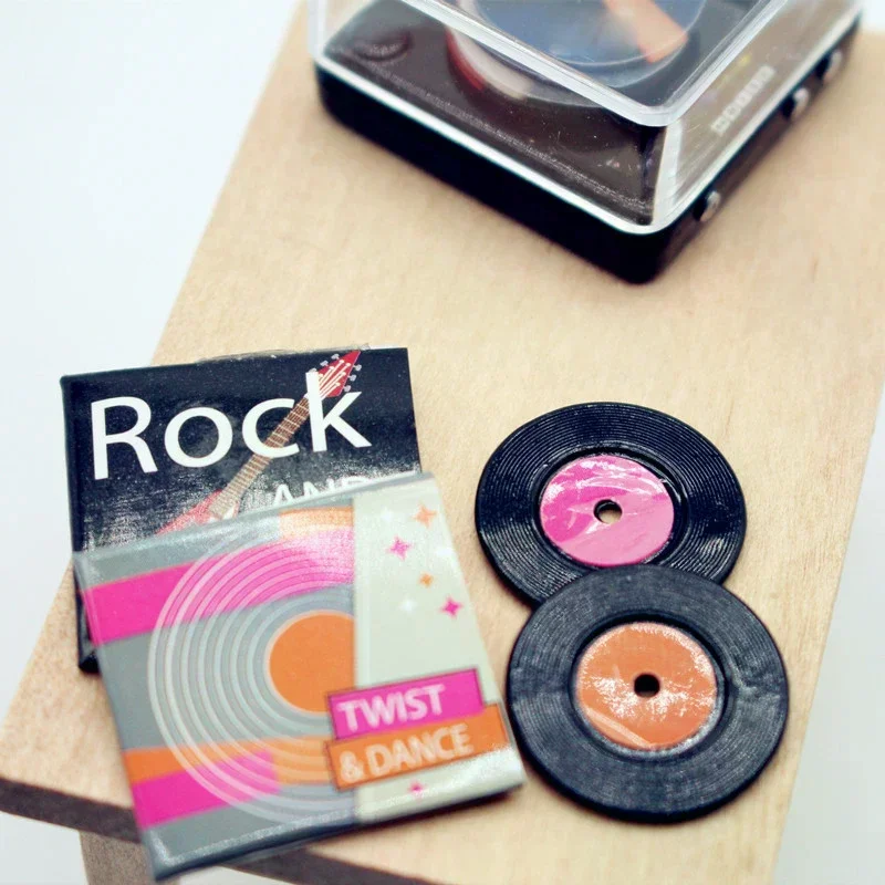 1 Set Dollhouse Miniature Mini CD Disc Record Set Model For Doll House Bedroom Living Room Decor Kids Pretend Play Toys Gift